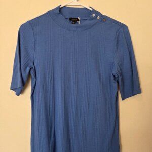 Talbots Button-Shoulder Mock Neck Top